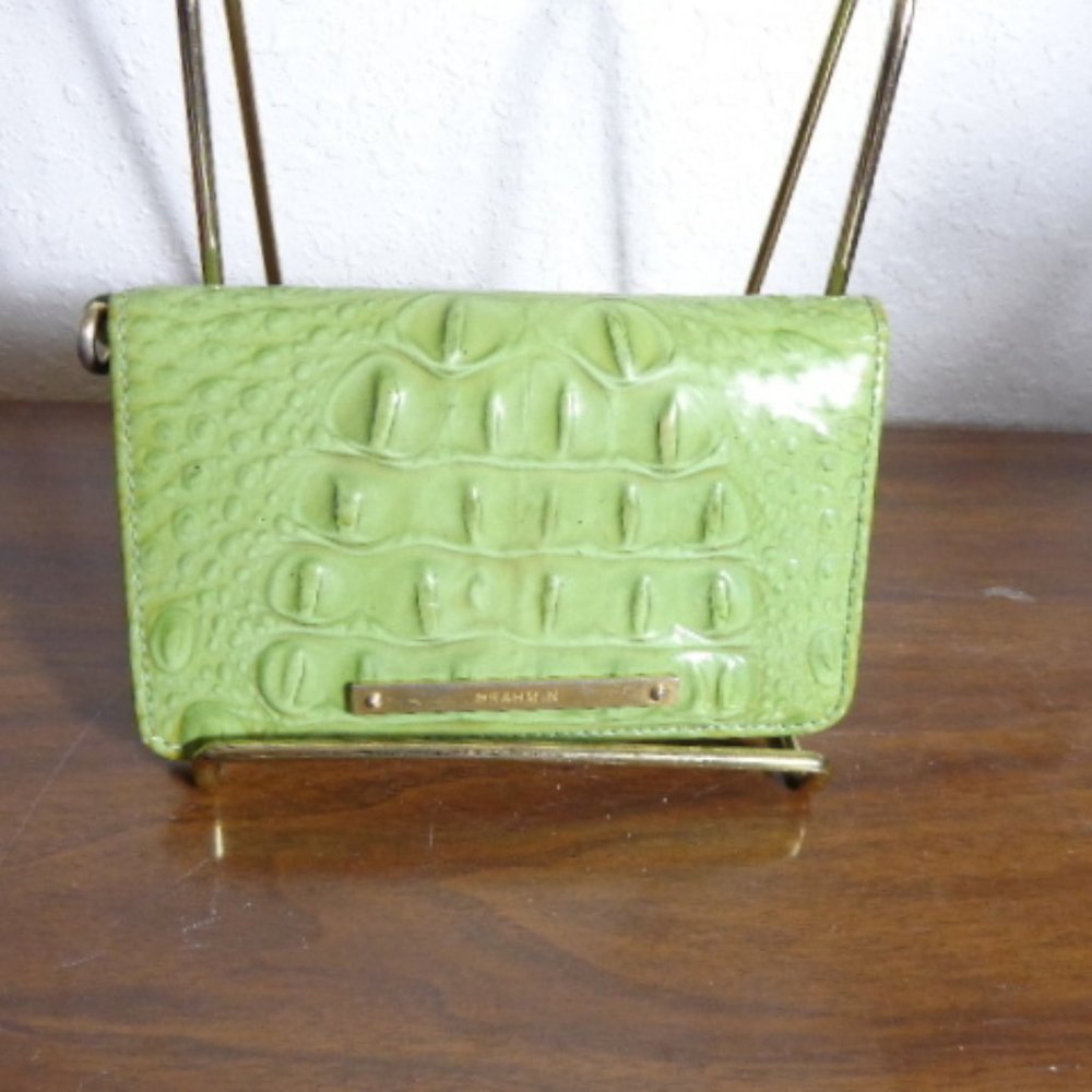 Brahmin Green Melbourne Leather Folding Debbie Wallet No Wrist Strap Org… - Picture 1 of 8